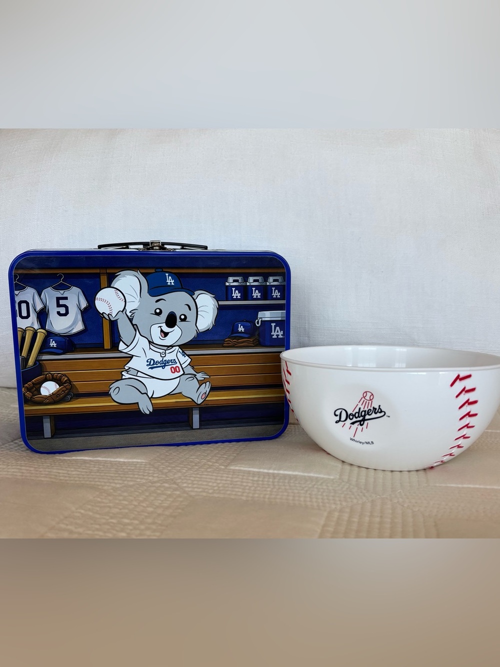 LA Dodgers Koala Bear lunch box and baseball noodle bowl